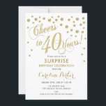 Överraskning 40:e födelsedagen Party - Guld White Inbjudningar<br><div class="desc">Överraskande 40:e födelsedagspartiets Elegant med faux glitter guld och vit. Har skript-typsnitt och -konfiguration. Skål till 40 år! Berätta om du behöver en anpassningsbar ålder.</div>