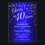 Överraskning 40:e födelsedagen Party - Royalet Blå Inbjudningar<br><div class="desc">Överraskad utformning av 40:e födelsedagsbjudandet Elegant i faux glitter guld och royal blue. Har skript-typsnitt och -konfiguration. Skål till 40 år! Berätta om du behöver en anpassningsbar ålder.</div>