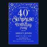 Överraskning 40:e födelsedagen Party - Silver & Ro Inbjudningar<br><div class="desc">Överraskande 40:e födelsedagsinbjudan. Utformning av eleganten i royal blue och faux glitter silver. Innehåller typsnitt och konfiguration för snyggt av skript. Berätta om du behöver anpassningsbarnas ålder.</div>