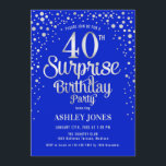 Överraskning 40:e födelsedagen Party - Silver & Ro Inbjudningar<br><div class="desc">Överraskande 40:e födelsedagsinbjudan. Utformning av eleganten i royal blue och faux glitter silver. Innehåller typsnitt och konfiguration för snyggt av skript. Berätta om du behöver anpassningsbarnas ålder.</div>