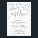 Överraskning 40:e födelsedagen Party - Silver Whit Inbjudningar<br><div class="desc">Överraskande 40:e födelsedagspartiets Elegant med faux glitter silver och vit. Har skript-typsnitt och -konfiguration. Skål till 40 år! Berätta om du behöver en anpassningsbar ålder.</div>