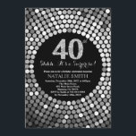 Överraskning 40:e födelsedagen Svarta och Silver G Inbjudningar<br><div class="desc">Överraskad 40:e födelsedagsinbjudan. Svarta och Silver Glitter. Guld Diamond. Vuxens Födelsedagsfest. För manar eller Kvinnor.
Om du vill göra ytterligare anpassningar klickar du på knappen Anpassa och användor verktygen som är utformat för att ändra mallen.</div>