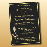 ÖVERRASKNING 50-årsfest Elegant Svart Guld Inbjudningar<br><div class="desc">Denna överraskande eleganta födelsedagsinbjudan har de underbara detaljerna av guld filigran och champagneglaset som en extra touch och det finns mycket att anpassa för att göra den passande för just din händelse. Ett trendigt, modernt 50-års (eller vilken ålder som helst) födelsedagskort för den speciella herrn. Har du några designfrågor? Skicka...</div>