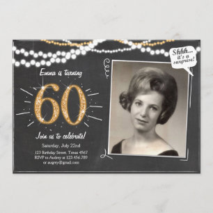 Överraskning 60 60 Guld glitter födelsedagsinbjuda Inbjudningar