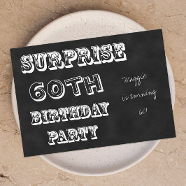 Överraskning 60-årsfest inbjudan kritskrifttavla