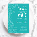 Överraskning 60:e födelsedagen - Blommigt Turkos Inbjudningar<br><div class="desc">Blommigt Turkos Surprise 60:e födelsedagsinbjudan. Minimalistisk modern femininin-design har botaniska accenter och typiska typsnitt. Enkel perfekt för inbjudan-kort i blommigt för en snyggt kvinnlig överraskning i firande.</div>