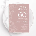 överraskning 60:e födelsedagen inbjudningar<br><div class="desc">rosa och vit överraskning 60-årsinbjudan. Modern feminin design har botaniska accenter och typsnitt för skrivstil. Elegant blommigt inbjudan-kortets perfekt för en snyggt kvinna som överraskades dagen firande. Skrivna Zazzle-inbjudningar eller digital utskrivbar mall för omedelbar nedladdning.</div>