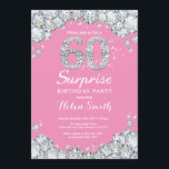 Överraskning 60:e födelsedagen Rosa och Silver Dia Inbjudningar<br><div class="desc">Överraskad 60:e födelsedagsinbjudan. Rosa och Silver Rhinestone Diamond Red Background. Elegant Birthday Bash inbjudan. Vuxen födelsedag. Kvinnor födelsedag. Manar födelsedagen. Om du vill göra ytterligare anpassningar klickar du på knappen Anpassa och användor verktygen som är utformat för att ändra mallen.</div>