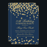 Överraskning 80:e födelsedag Guld marinblått Glitt Inbjudningar<br><div class="desc">Elegant Överraskande 80:e Födelsedagsfest inbjudan-design med Guld Glitter-konfetti-motif på marinblått,  eget namn och datum och ytterligare text. Lätt att använda och lätt att anpassa.</div>