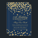 Överraskning 80:e födelsedag Guld marinblått Glitt Inbjudningar<br><div class="desc">Elegant Överraskande 80:e Födelsedagsfest inbjudan-design med Guld Glitter-konfetti-motif på marinblått,  eget namn och datum och ytterligare text. Lätt att använda och lätt att anpassa.</div>