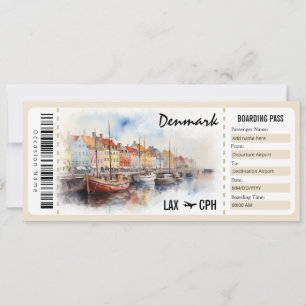 Överraskning av intyg om boardingpass för Danmark Inbjudningar
