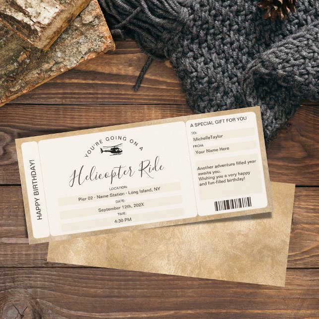 Överraskning Boarding pass Biljett Helikoptertur Inbjudningar (Skapare uppladdad)