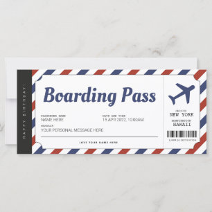 Överraskning Boarding Pass Flygplanspresent Biljet