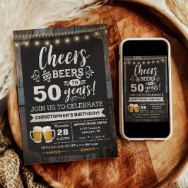 Överraskning Cheers and Beers 50:e Födelsedag Inbjudningar
