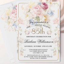 ÖVERRASKNING Elegant Målad Blommig 85-årsdag 
