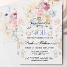 ÖVERRASKNING Elegant Målad Blommig 90-årsdag