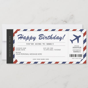 Överraskning Födelsedags Boarding Pass Flygplanspr Inbjudningar