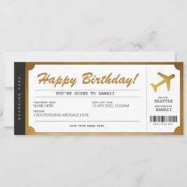Överraskning Födelsedags Boarding Pass Plan Guld B Inbjudningar