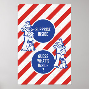 Överraskning Inuti – Vintagegodis Box Väggkonsttry Poster