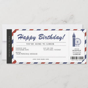 Överraskning London Resa Boarding Pass Travel Bilj Inbjudningar
