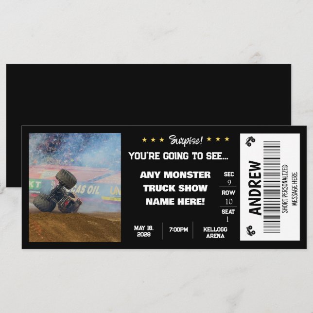 ÖVERRASKNING MONSTER TRUCK KORT (Fram/baksida)