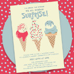 Överraskning på 21:a födelsedag Party Ice Cream Co Inbjudningar<br><div class="desc">Nytt för sommaren 2024. Vår "Ice Cream,  You Skräm All Skräm Surprise" 21:a födelsedagsinbjudan! Följs av tre reflekterande vattenfärgade glasskoner i färg med patriotisk röd,  vit och blå glass och sprinkler.</div>