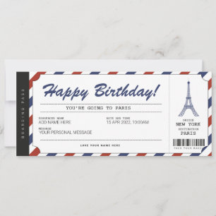Överraskning Paris Resa Boarding Pass Semesterbilj Inbjudningar