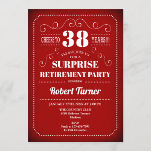 Överraskning Pension Party - Red & White Inbjudningar