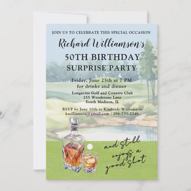 ÖVERRASKNING Stilig Golf Humor 50-års Födelsedagsf Inbjudningar (Framsida)