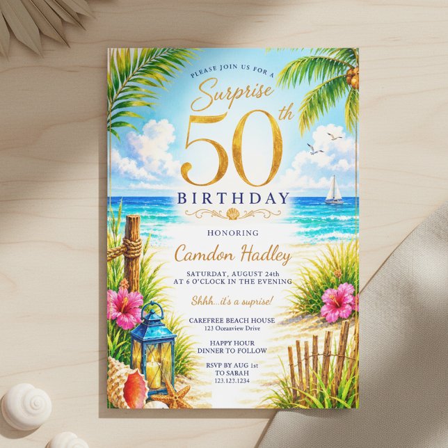 Överrasknings Tropical 50-årsfest Inbjudningar (Skapare uppladdad)