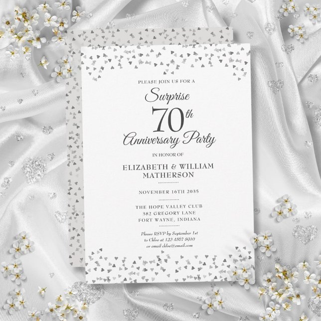 Överraskningsfest 70-års bröllopsjubileum inbjudningar (Surprise Party 70th Wedding Anniversary Invitation)