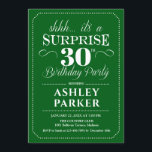 Överraskningsfest för 30-årsdag - Grön Vit Inbjudningar<br><div class="desc">Inbjudan till överraskningsfest för 30-årsdag.
Enkel elegant design i grönt och vitt. Överraskningsfirande för man eller kvinna. Kan anpassas till valfri ålder!</div>