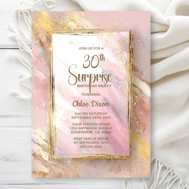 Överraskningsfest för 30-årsdag i rosa guld inbjudningar (Skapare uppladdad)