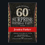 Överraskningsfest för 60-årsdag - Guld Svart Röd Inbjudningar<br><div class="desc">Inbjudan till överraskningsfest för 60-årsdag
Elegant design i falskt glitter guld,  svart och röd.</div>
