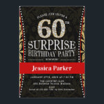 Överraskningsfest för 60-årsdag - Guld Svart Röd Inbjudningar<br><div class="desc">Inbjudan till överraskningsfest för 60-årsdag
Elegant design i falskt glitter guld,  svart och röd.</div>