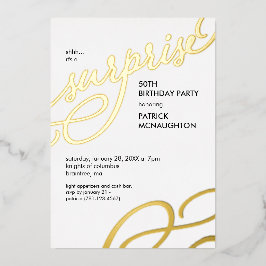 Överraskningsfest Guld Folie Inbjudan