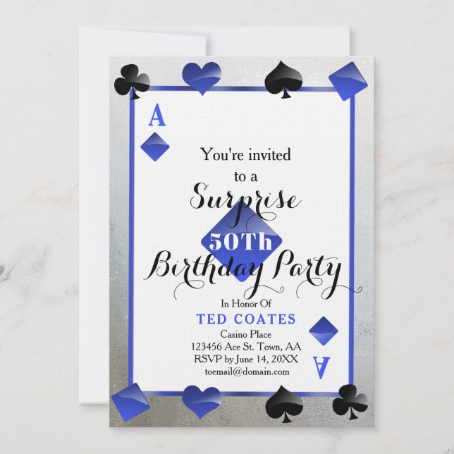 överraskningsinbjudan för kasino inbjudningar (Framsida)