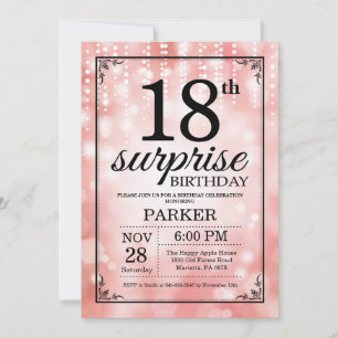 Överraskningsinbjudan till 18-årsdag Rosa glitter Inbjudningar