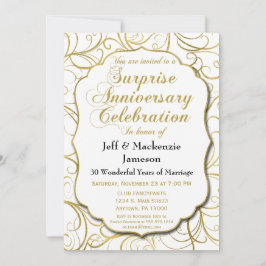 Överraskningsinbjudan till årsdag Vit Guld Slinga Inbjudningar