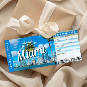 Överraskningsresa till Miami Present Boarding Pass Inbjudningar