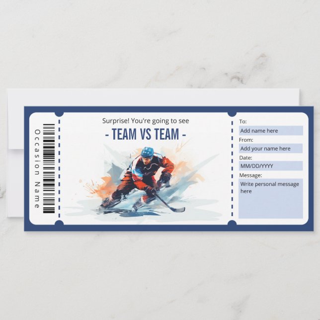 Överrastintyg för hockey Game Biljett Inbjudningar (Framsida)