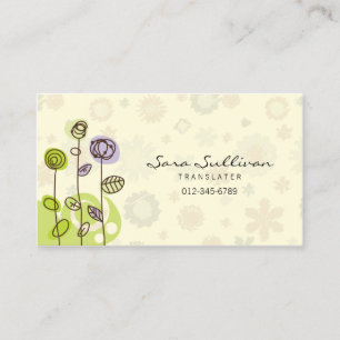 Översättare Affärskort Dodle Line Flowers Visitkort