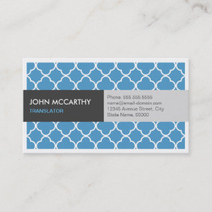 Översättare - Modern blå kvatrefoil Visitkort