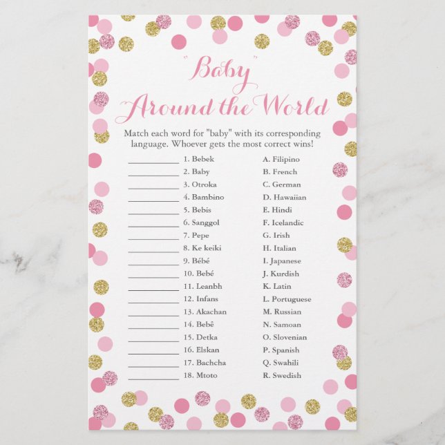 Översättningsspel för rosa och Guld Baby Värld run (Framsida)