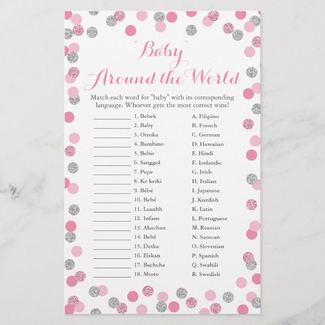 Översättningsspel för rosa Silver Baby Värld runt (Framsida)