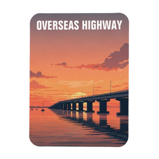 Overseas Highway Key West Florida Resa Magnet (Vertikal)