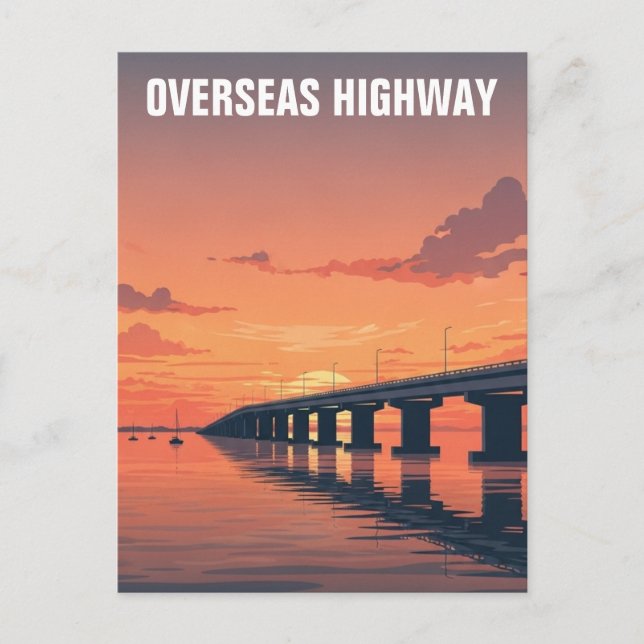 Overseas Highway Key West Florida Resa Vykort (Framsida)