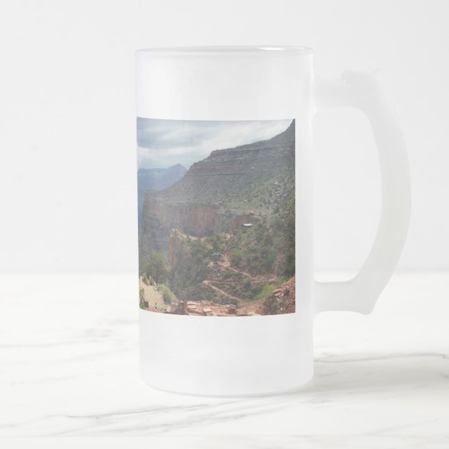 Överseende av Bright Angel Trail Grand Canyon Frostat Ölglas (Höger)