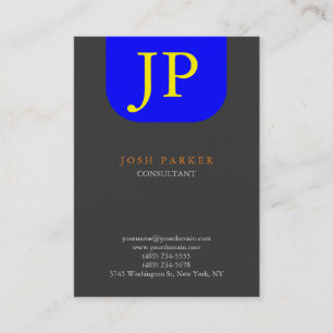 Oversifierad minimal monogram Grått Blue-Gult Visitkort
