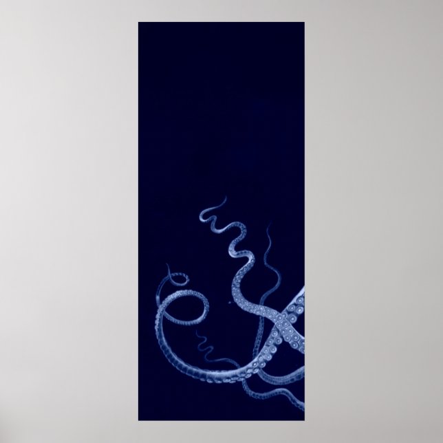 Oversifierad oktopus Triptych I Skriv ut i blått Poster (Framsidan)